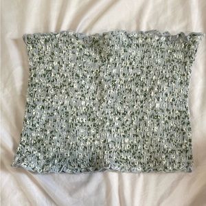 Hollister Light Blue & White Floral Smocked Tube Top